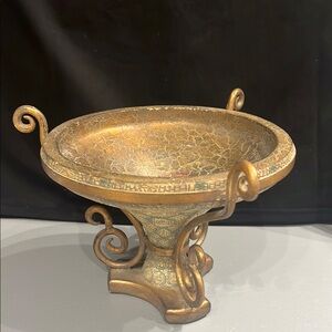 Elegant Gold Decorative footed Bowl on a pedestal